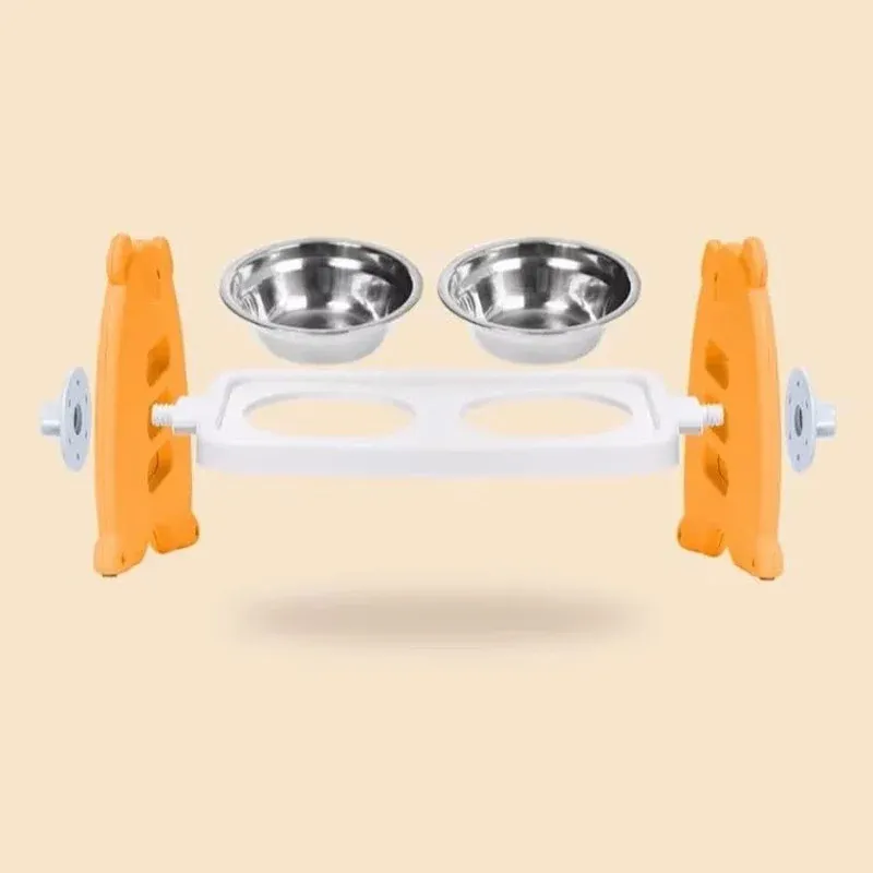 Adjustable Elevated Pet Feeder with 2 Stainless Steel Bowls 7 Double Pet Feeding Bowls Stainless Steel Non Slip Cat Dog Water Bowl Food Dish - Orange – photo 8