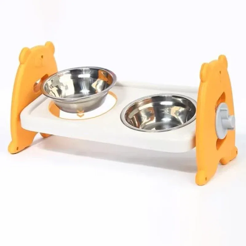 Adjustable Elevated Pet Feeder with 2 Stainless Steel Bowls 9 Double Pet Feeding Bowls Stainless Steel Non Slip Cat Dog Water Bowl Food Dish - Orange – photo 10