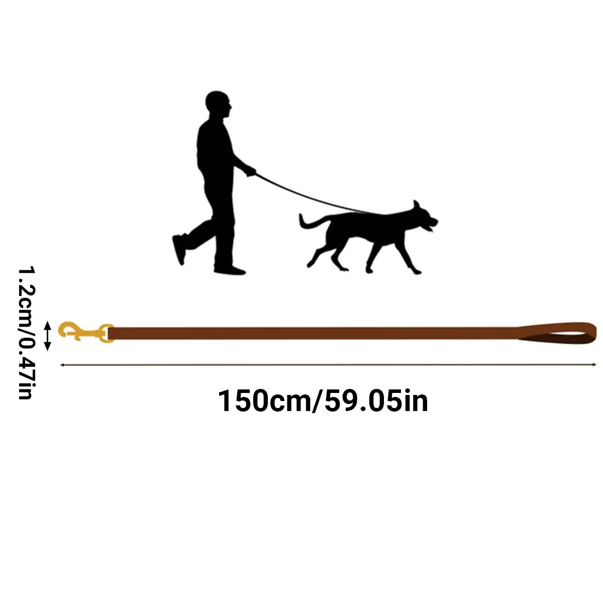 Full Grain Leather Dog Lead - 150cm Brown 4 Dog Leash Cowhide Lead Heavy Duty Leather M Size Brown For Walking Training - Black – photo 4