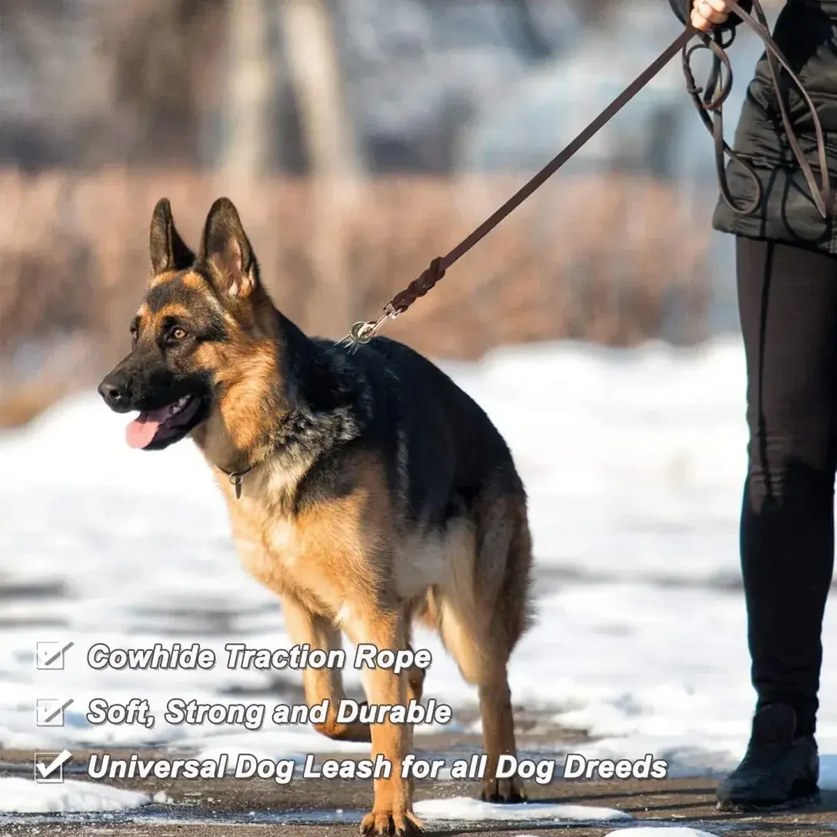 Full Grain Leather Dog Lead - 150cm Brown 5 Dog Leash Cowhide Lead Heavy Duty Leather M Size Brown For Walking Training - Black – photo 5