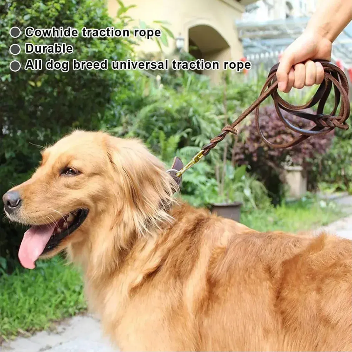 Full Grain Leather Dog Lead - 150cm Brown 6 Dog Leash Cowhide Lead Heavy Duty Leather M Size Brown For Walking Training - Black – photo 6