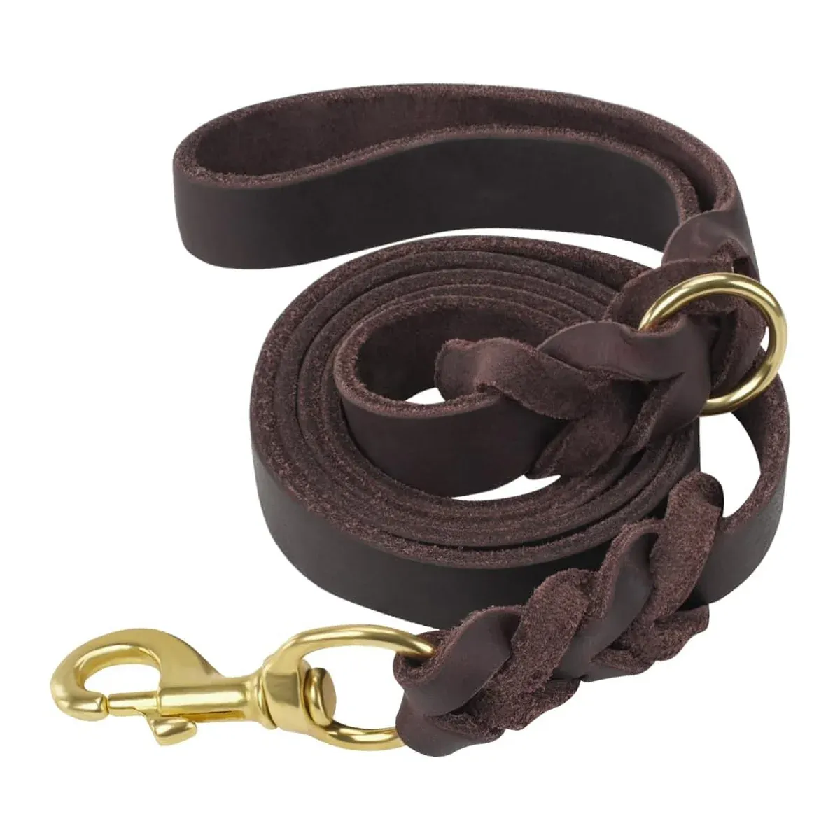 Full Grain Leather Dog Lead - 150cm Brown 10 Dog Leash Cowhide Lead Heavy Duty Leather M Size Brown For Walking Training - Black – photo 10