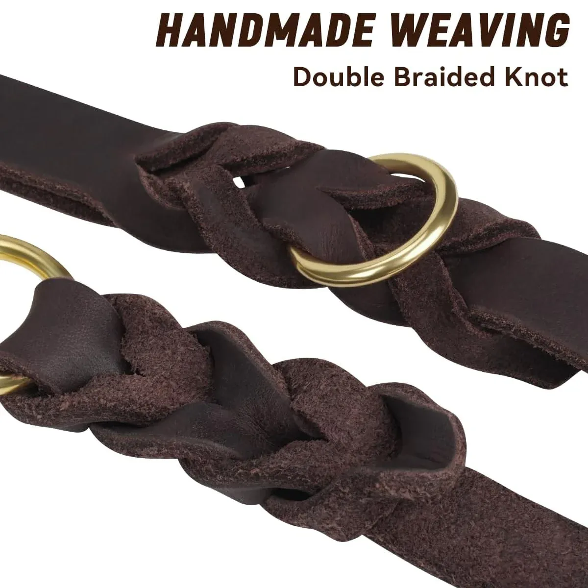 Full Grain Leather Dog Lead - 150cm Brown 12 Dog Leash Cowhide Lead Heavy Duty Leather M Size Brown For Walking Training - Black – photo 12