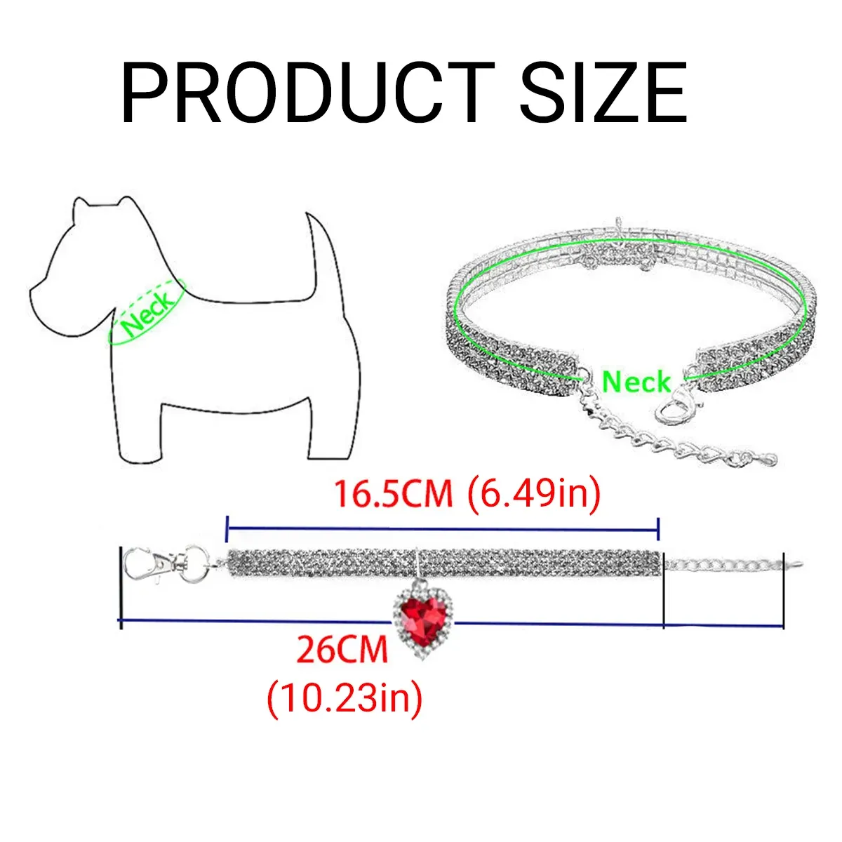 Rhinestone Pet Collars 4-Pack for Cats & Small Dogs 3 Pet Rhinestone Collar 4PCS Heart Pendant Cat Dog Adjustable 16.5-26cm – photo 3