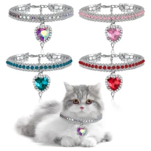 Pet Rhinestone Collar 4PCS Heart Pendant Cat Dog Adjustable 16.5-26cm – photo 10