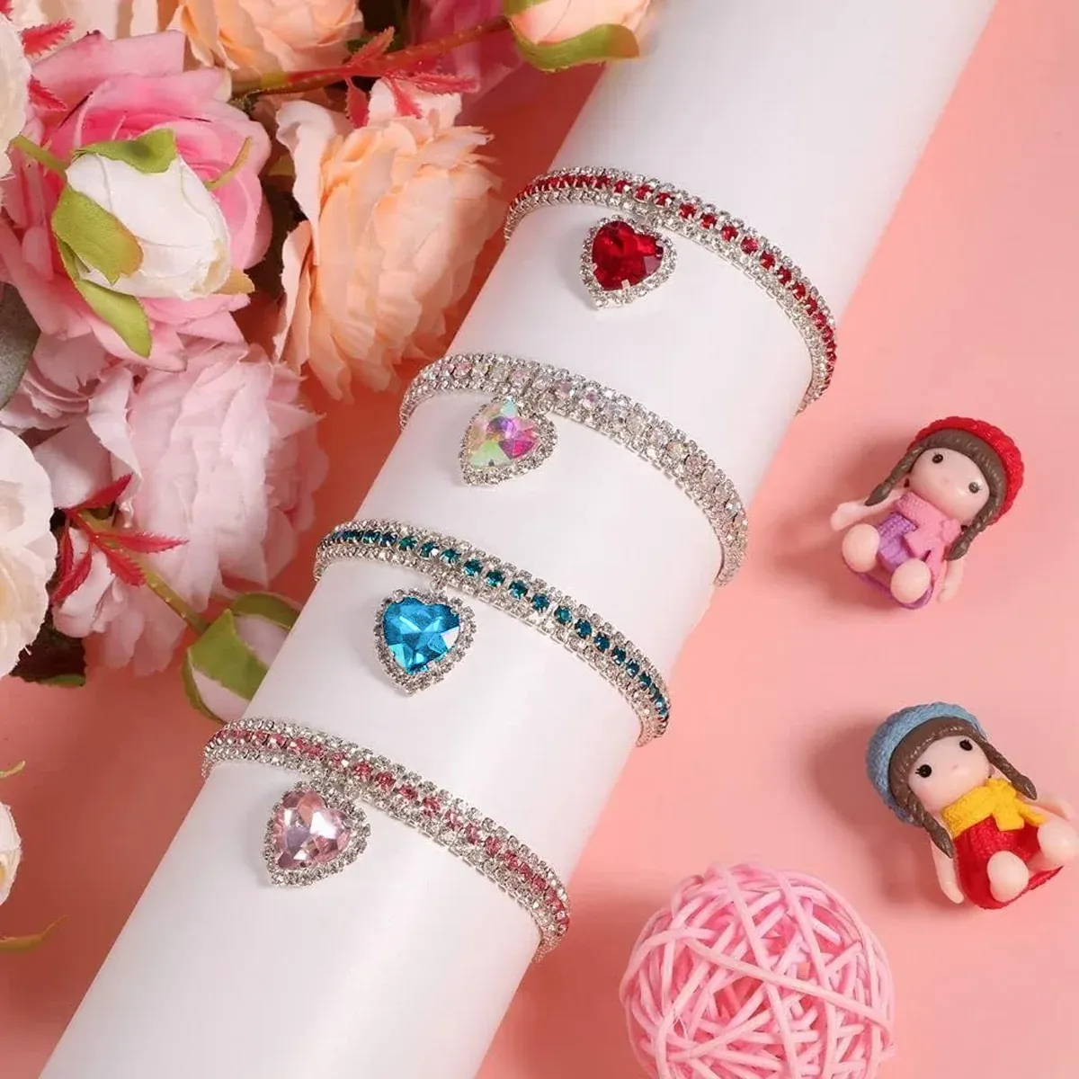 Rhinestone Pet Collars 4-Pack for Cats & Small Dogs 13 Pet Rhinestone Collar 4PCS Heart Pendant Cat Dog Adjustable 16.5-26cm – photo 14
