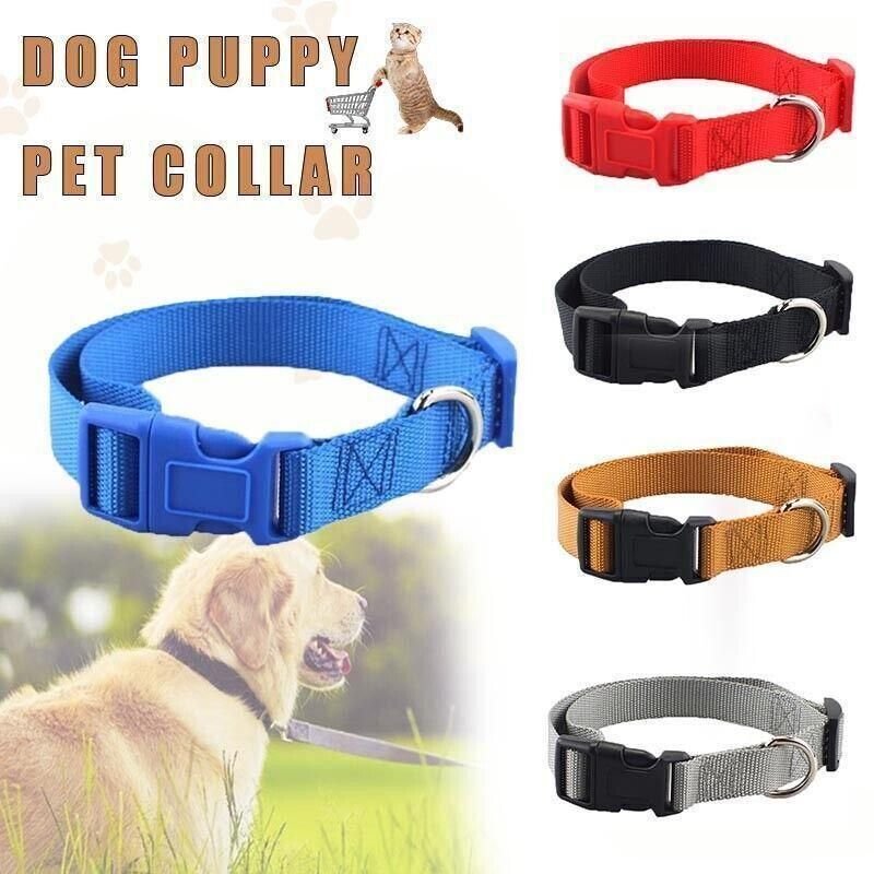 Size Adjustable Nylon Dog Collar - 5 Colours 2 S Size Dog Puppy Pet Collar Adjustable Nylon Toy Small Pink Blue Red Black - Grey – photo 2