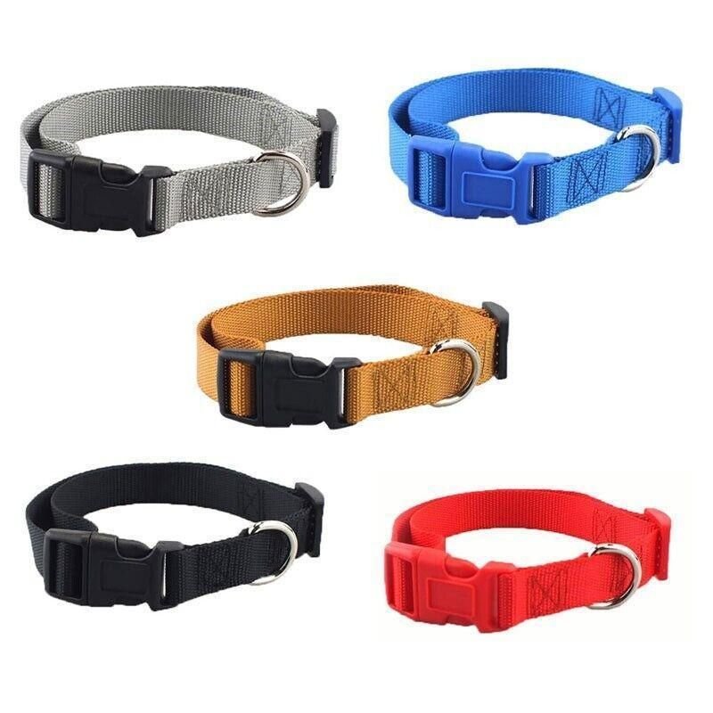 Size Adjustable Nylon Dog Collar - 5 Colours 3 S Size Dog Puppy Pet Collar Adjustable Nylon Toy Small Pink Blue Red Black - Grey – photo 3