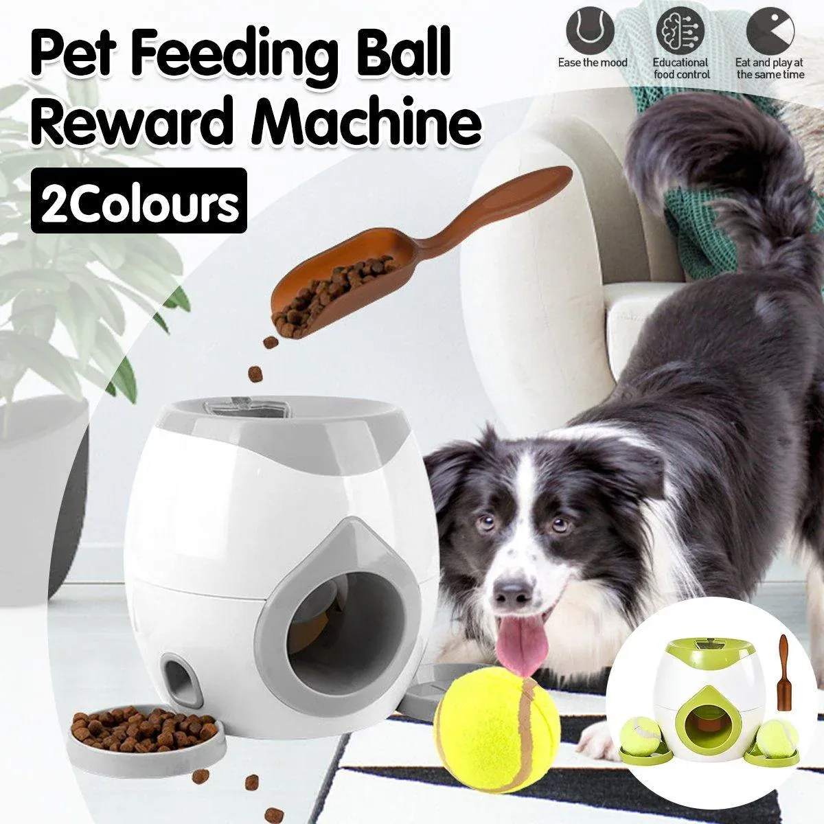 Interactive Dog Tennis Ball Feeder & Treat Training Toy 2 Interactive Dog Toy Tennis Feeder Machine for Training and Treat Rewards - Grey – photo 2
