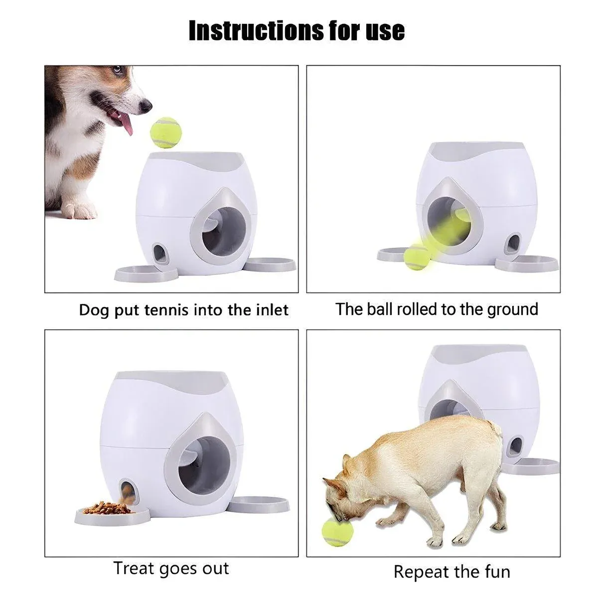 Interactive Dog Tennis Ball Feeder & Treat Training Toy 7 Interactive Dog Toy Tennis Feeder Machine for Training and Treat Rewards - Grey – photo 7