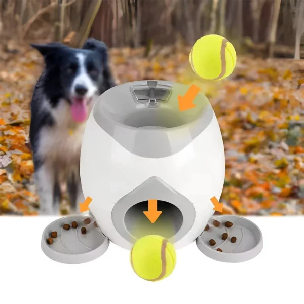 Interactive Dog Toy Tennis Feeder Machine for Training and Treat Rewards - Grey – photo 13