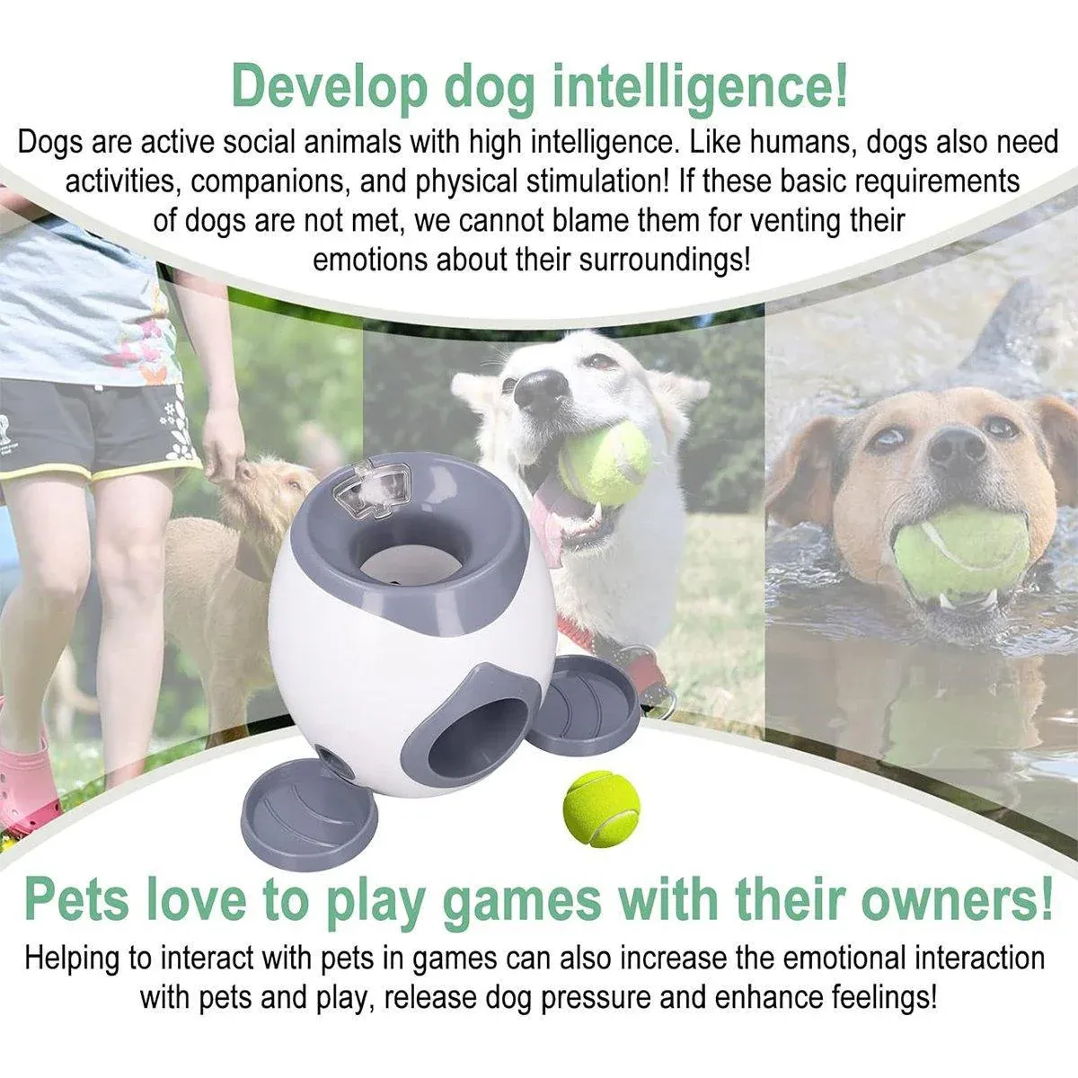 Interactive Dog Tennis Ball Feeder & Treat Training Toy 13 Interactive Dog Toy Tennis Feeder Machine for Training and Treat Rewards - Grey – photo 14