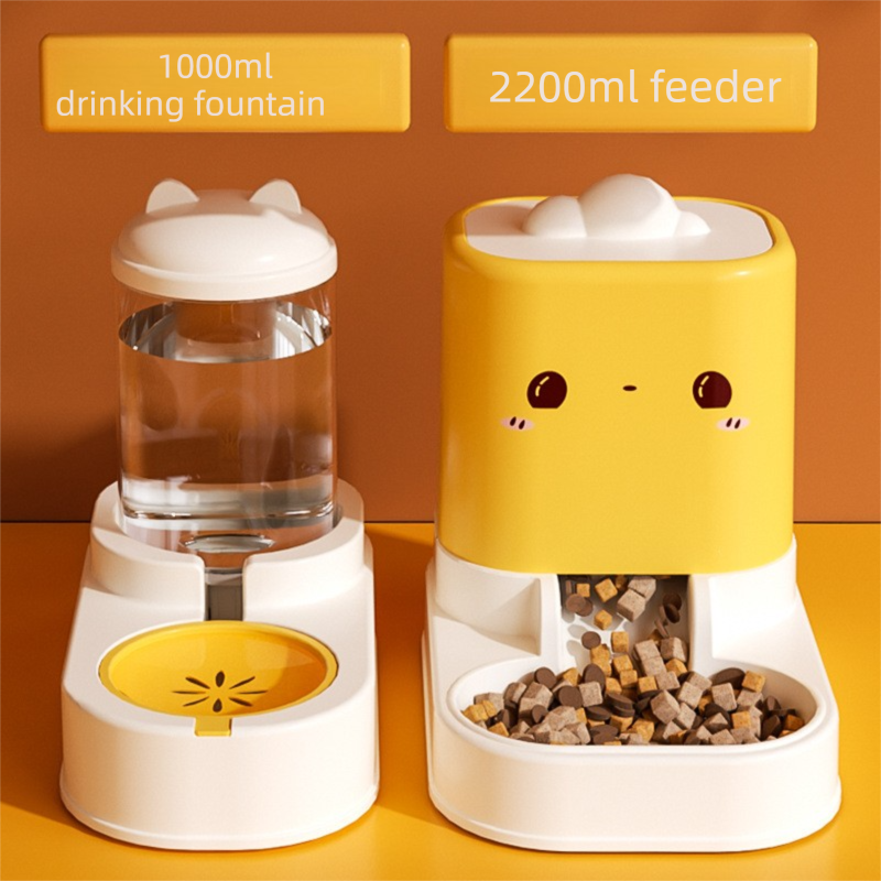 2 in 1 Automatic Cat & Dog Feeder and Water Dispenser 2 Pink Cat & Dog Automatic Feeder & Waterer Set – 2-in-1 Dry & Wet Separation Station with 2200ml Food & 1000ml Water Capacity – photo 2