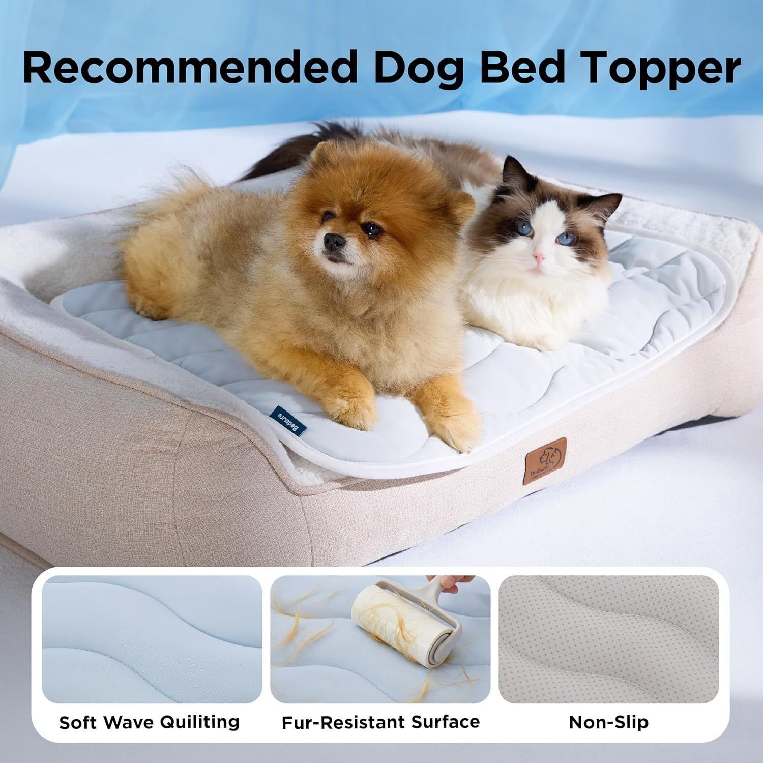 Dog Cooling Mat | Washable Self Cooling Pet Bed 2 150 x 101 CM Grey Premium Wave Quiltied Pet Cooling Mat - Washable Self-Cooling Blanket with Anti-Stick Hair Surface & Non-Slip Base for Cats Dogs and Human Versatile Use – photo 2