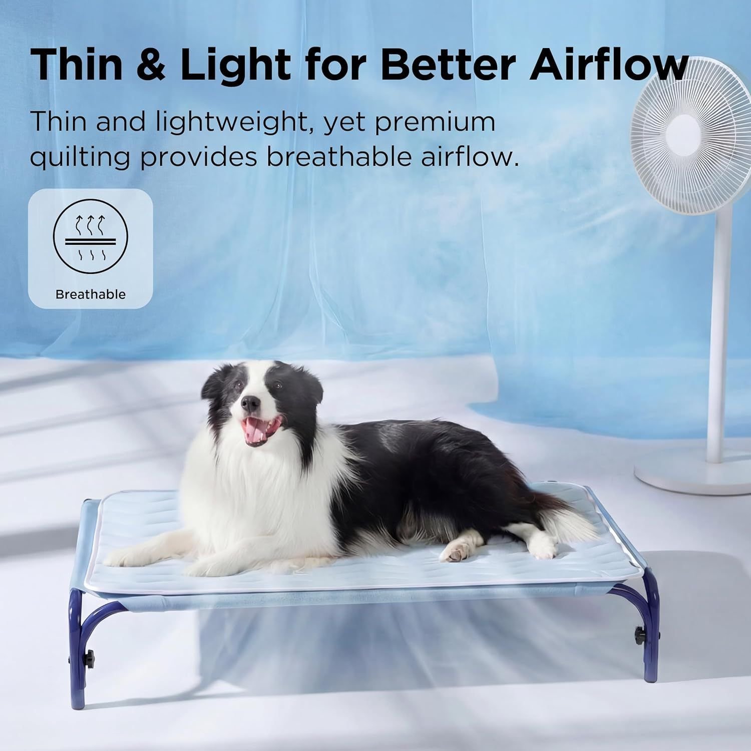 Dog Cooling Mat | Washable Self Cooling Pet Bed 3 150 x 101 CM Grey Premium Wave Quiltied Pet Cooling Mat - Washable Self-Cooling Blanket with Anti-Stick Hair Surface & Non-Slip Base for Cats Dogs and Human Versatile Use – photo 3