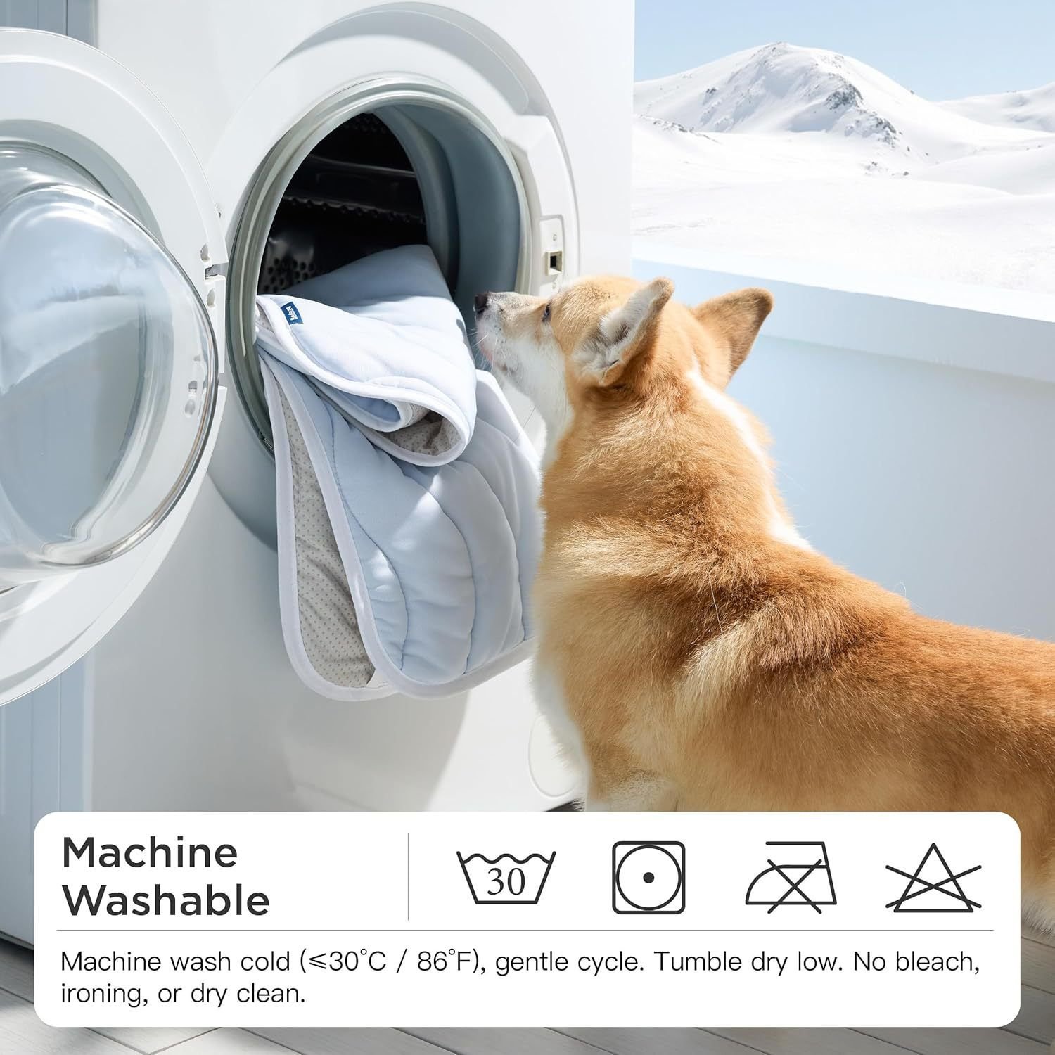 Dog Cooling Mat | Washable Self Cooling Pet Bed 4 150 x 101 CM Grey Premium Wave Quiltied Pet Cooling Mat - Washable Self-Cooling Blanket with Anti-Stick Hair Surface & Non-Slip Base for Cats Dogs and Human Versatile Use – photo 4