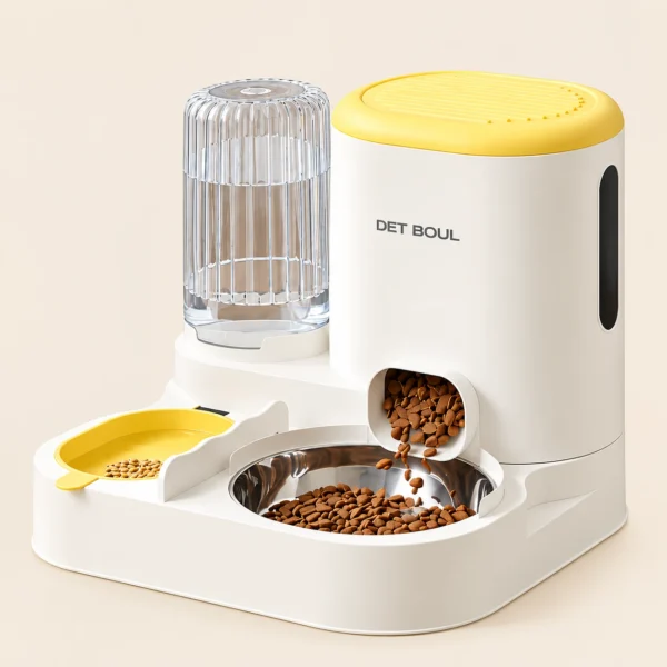 2-in-1 Automatic Cat Feeder and Water Dispenser for Pets, Compatible with Cats and Dogs