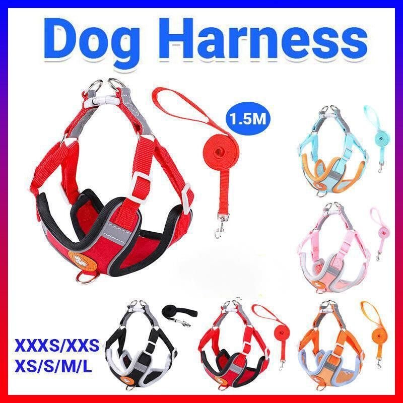 Adjustable Mesh Dog Harness Vest with Leash 2 Dog Harness Cat Lead Puppy Leash Vest Mesh Breathe Adjustable Braces Small Pet Pink - M – photo 2