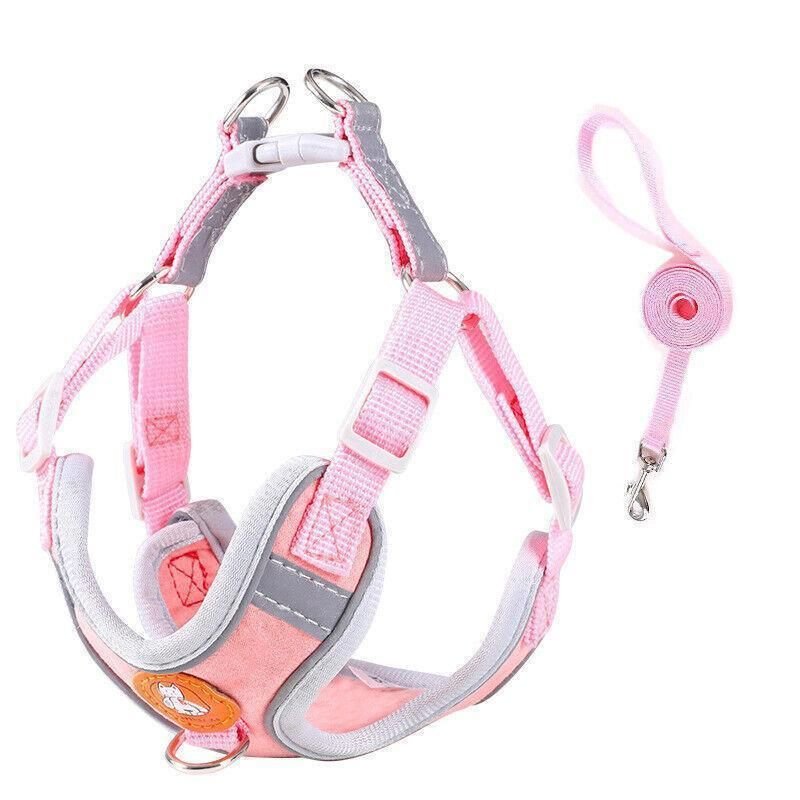 Adjustable Mesh Dog Harness Vest with Leash 3 Dog Harness Cat Lead Puppy Leash Vest Mesh Breathe Adjustable Braces Small Pet Pink - M – photo 3