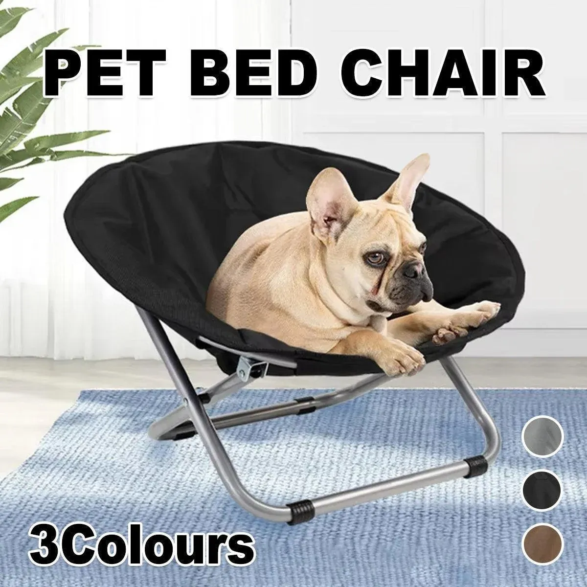 Folding Pet Bed Chair for Cats & Dogs 2 Folding Pet Bed Chair Portable Round Dog Bed Cat Bed Cushion for Pets Indoor Use - Coffee – photo 2