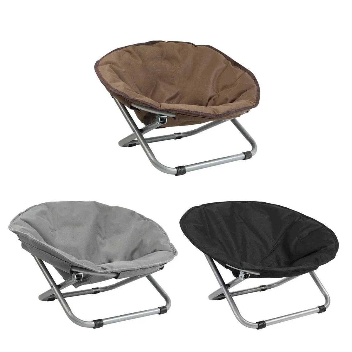 Folding Pet Bed Chair for Cats & Dogs 3 Folding Pet Bed Chair Portable Round Dog Bed Cat Bed Cushion for Pets Indoor Use - Coffee – photo 3