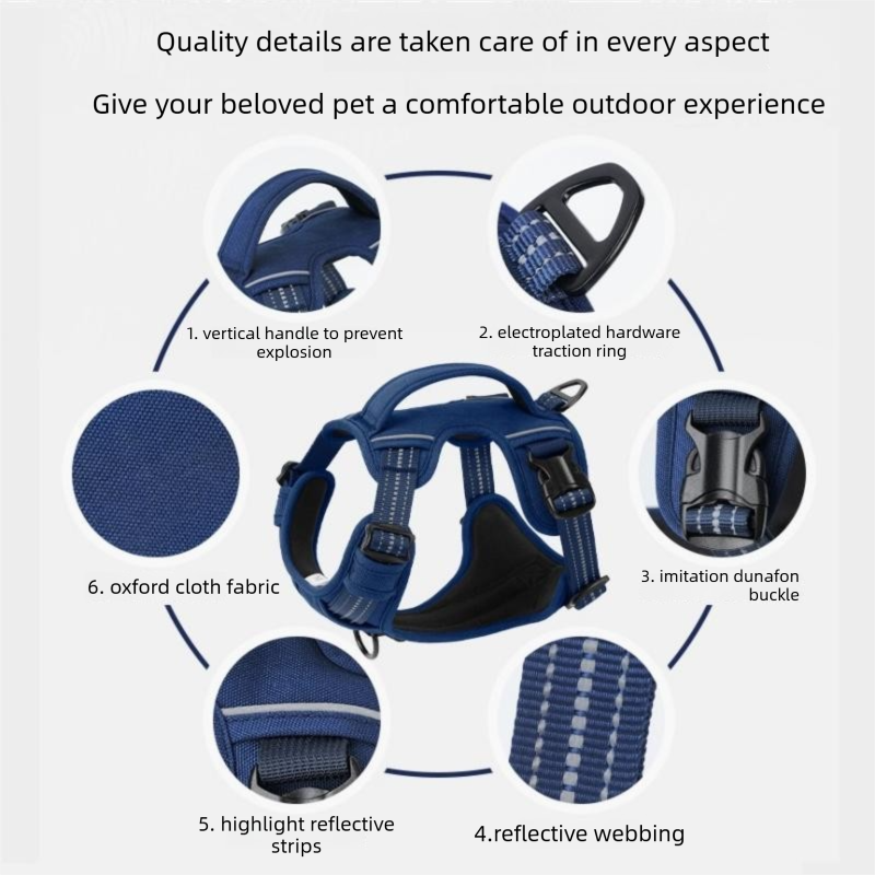 Reflective No Pull Dog Harness & Leash Set 7 XL size Coffee No Pull Dog Harness and Leash Set - Reflective Oxford Fabric Puppy Vest with Control Handle, Adjustable S Size Walking Gear for Small to Medium Dogs, Anti-Pull Training Aid – photo 7