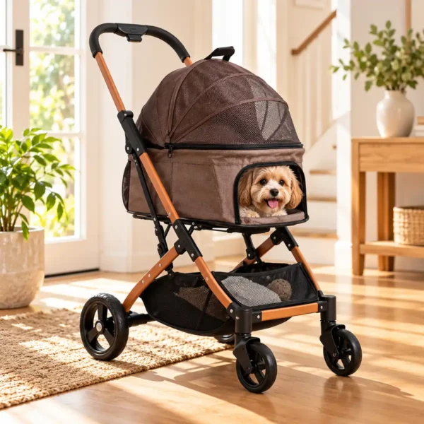 i.Pet Pet Stroller Dog Pram Large Cat Carrier Travel Foldable 4 Wheels Pushchair Double